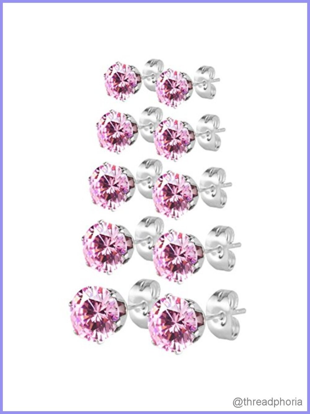 Stainless Steel CZ Stud Earrings Set Hypoallergenic Multiple Piercing